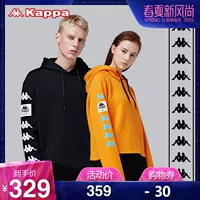 KAPPA Nhãn hiệu vuông Kappa cho nam và nữ áo len giản dị áo hoodie | K0852MT24M - Thể thao lông cừu / jumper hoodie đen