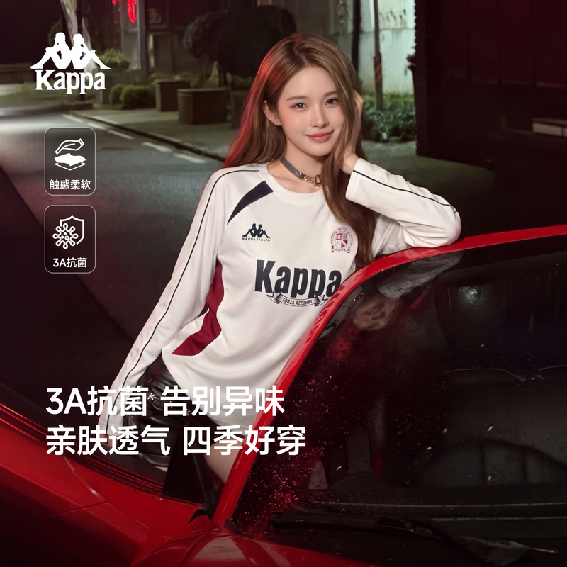 Kappa Back-To-Back Round Neck Sweatshirt for Women, New Autumn Sports Long-Sleeve Pullover, Loose Top for Women in Autumn