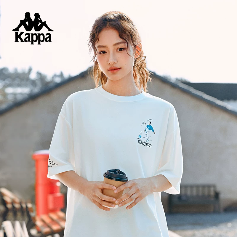 Каппа Каппа спортивная футболка на лето для пары, новый стиль, мужская, короткие рукава, свободного кроя, прохладная верхняя одежда для женщин