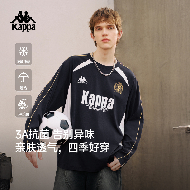 Kappa Back-To-Back Sports T-Shirt Long-Sleeved Men's and Women's Autumn Style Loose American Retro Color-Blocking Top Racing Suit Kappa Back-To-Back Sports T-Shirt Long-Sleeved Men's and Women's Autumn Style Loose American Retro Color-Blocking Top Racing Suit