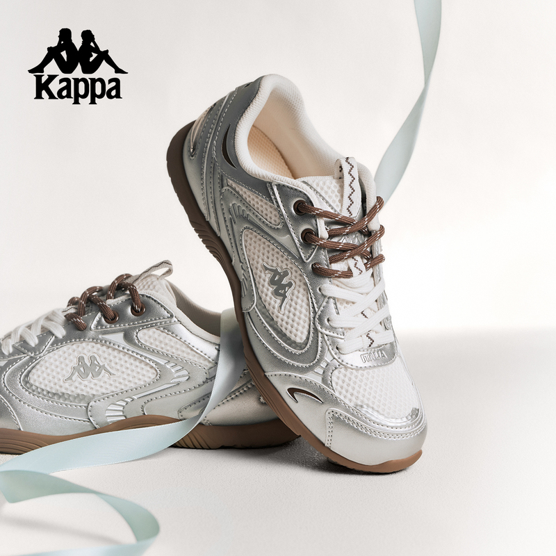Kappa Back-To-Back Reflective Thin-Soled German Training Shoes for Women, New Summer Mesh Sneakers, Silver Ballet Shoes