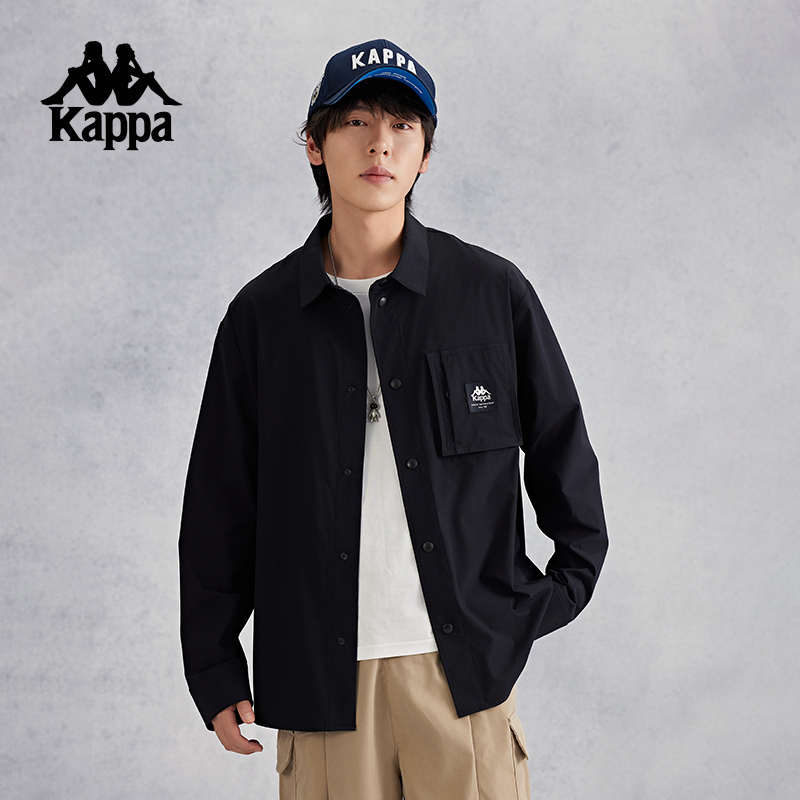 Kappa Back-To-Back Sports Long-Sleeve Shirt for Women, Summer Casual Cardigan Jacket, Men's Collared Top