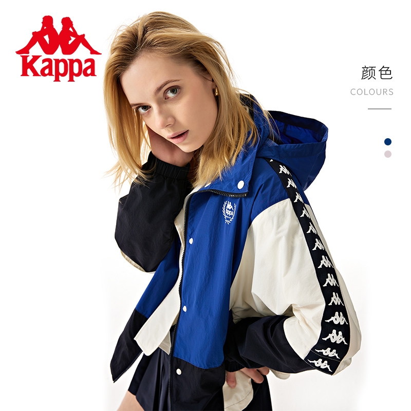 Kappa New Spring and Autumn Sports Jacket Woven Top Women's Windbreaker Hooded Jacket