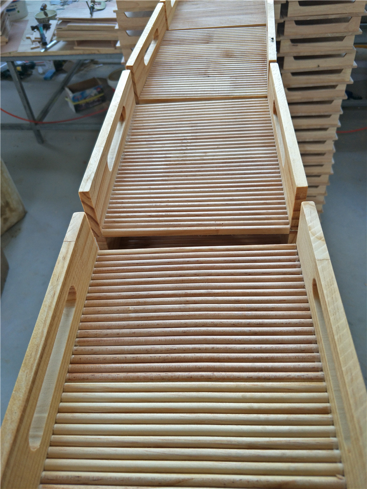 Bai Ji tấm gỗ rắn khay hình chữ nhật bánh bao tấm gỗ bánh bao tủ lạnh tủ lạnh phòng bánh bao khay gỗ đĩa gỗ tròn