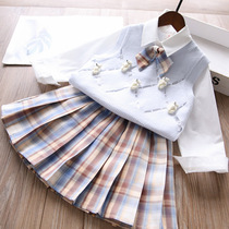 Girls Spring Wear 2022 New Style Foreign Kids JK Uniform Academy Style Three-Piece Set Baby Pleated Skirt Knitted Vest