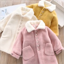 Girls Wool coat 2022 new winter coat plus plus thick foreign trendy mink down mid-length tweed coat