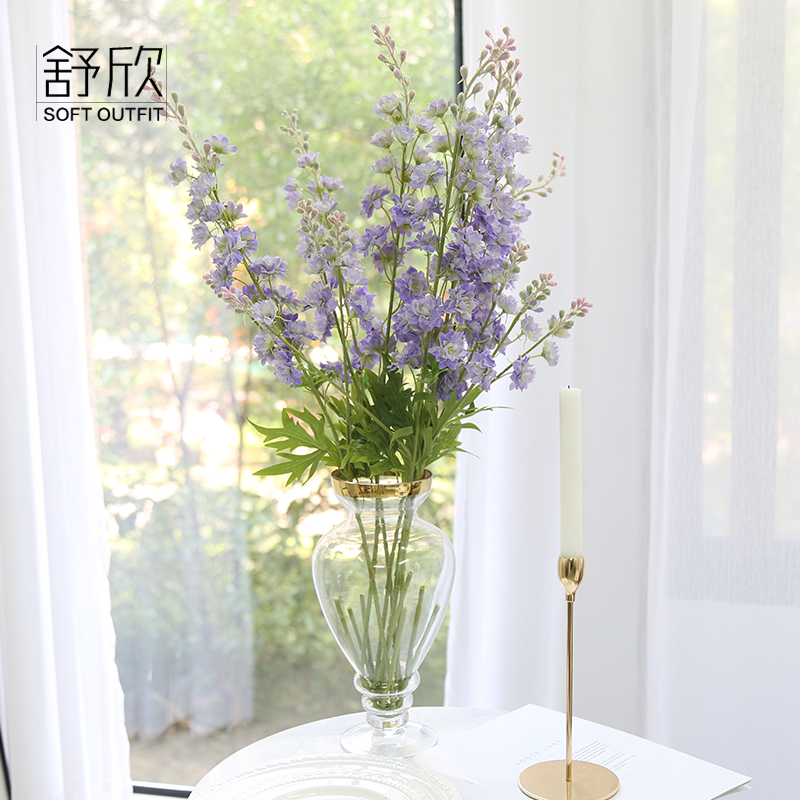 Simulation flower delphinium violet home decoration floor fake flower wedding wedding flower arrangement model room decoration flower