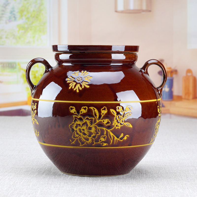 Old-style oil salt tablet pork tank sealed ceramic large capacity resistant high temperature tank earth pottery canned pickle