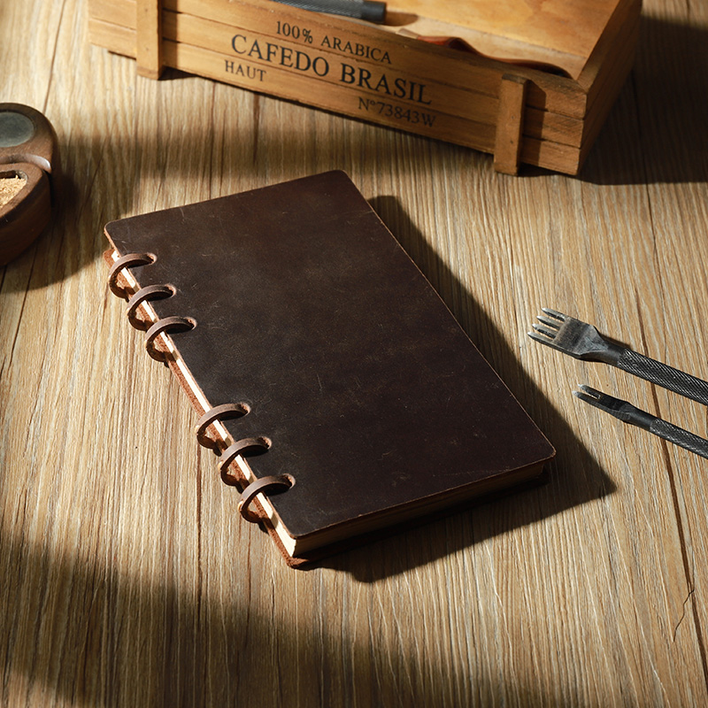 Handmade Cow Leather Notepad Genuine Leather Loose-leaf Notebook Mad Mappie Retro Nostalgia Travel Days A6 This Core