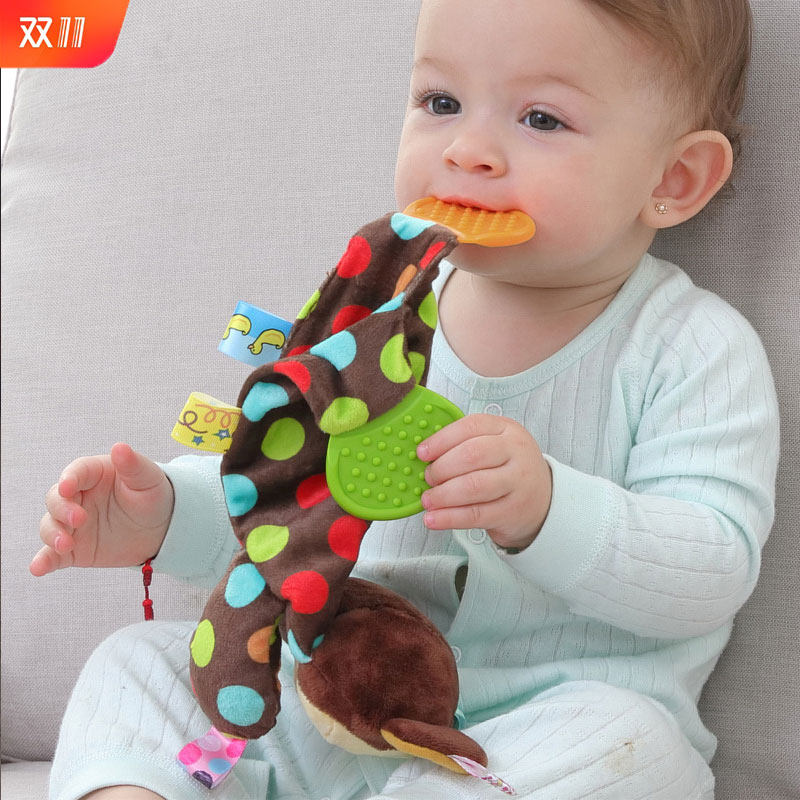 Aipinqi baby hand grip solid tooth holder soothing towel baby can nibble with animal saliva wool suede toy