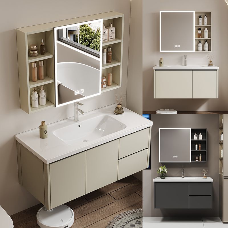 Smart Bathroom Cabinet Combination Ceramic Integrated Basin Set Simple Light Luxury Bathroom Wash Basin Cabinet Washbasin