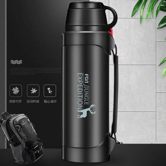 Fuguang Large-Capacity Thermos Bottle for Outdoor Travel, Household Thermal Flask, Portable Car-Mounted Thermos for Men, 304 Stainless Steel