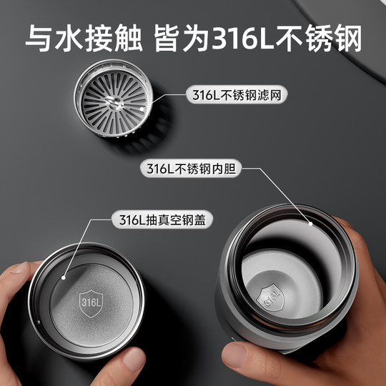 Fuguang Large-Capacity Temperature-Controlled Thermos Cup for Men, 316 Stainless Steel Car-Mounted Hot Water Kettle, Portable Tea Cup for Women