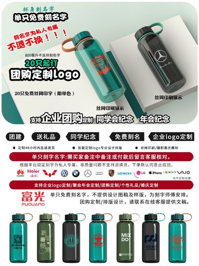 Fuguang Water Cup Large Capacity Plastic Water Bottle Portable Space Cup Summer Outdoor Anti-Fall 1500ml Sports Water Bottle