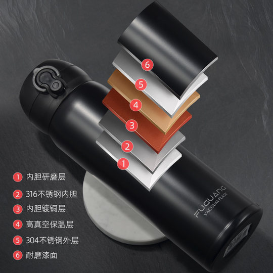 Fuguang Large-Capacity Insulated Cup with Pop-Up Lid, Food-Grade Stainless Steel, New Model Water Cup for Students