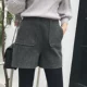 Quần short nữ mùa đông 2018 mới rộng cạp cao hoang dã thon gọn len giản dị mùa thu và quần thun mùa đông