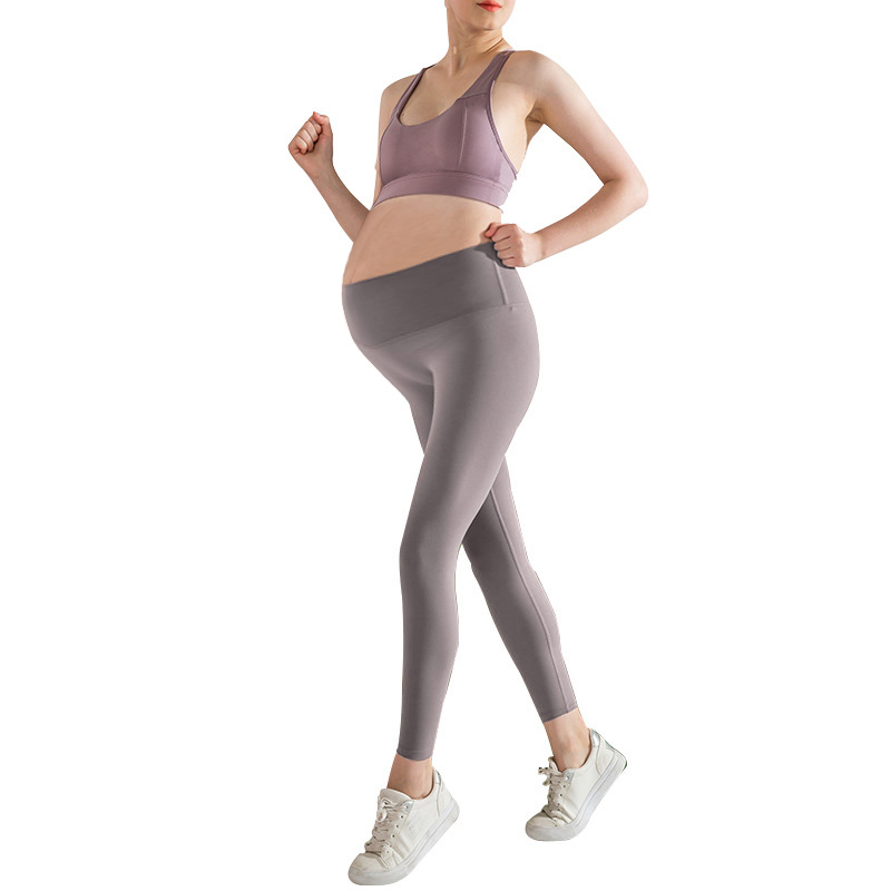 Spring and autumn new yoga clothes pregnant women yoga pants quick-drying high waist abdominal nine-point fitness pants tight elastic outside wear hip lift