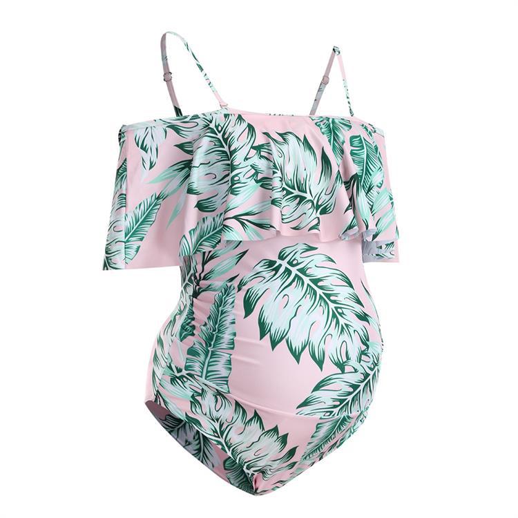 New maternity one-piece swimsuit belly fashion ins resort spa wind ruffle cover meat large size bikini pregnant