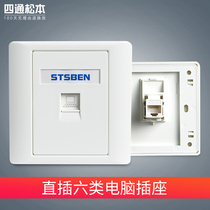 86 type wall concealed in-line Gigabit network port panel double pass-through head six network cable computer socket