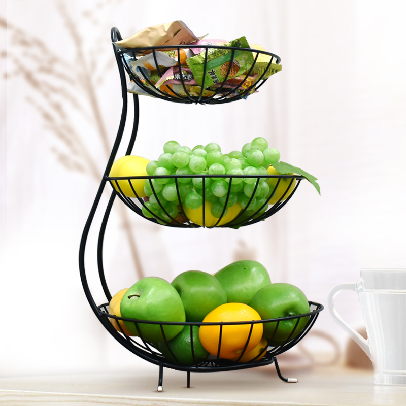Iron Home Fruit Basket Multilayer Multifunctional Snack Dried Fruit Storage Basket Fashion Creative Large Capacity Basket