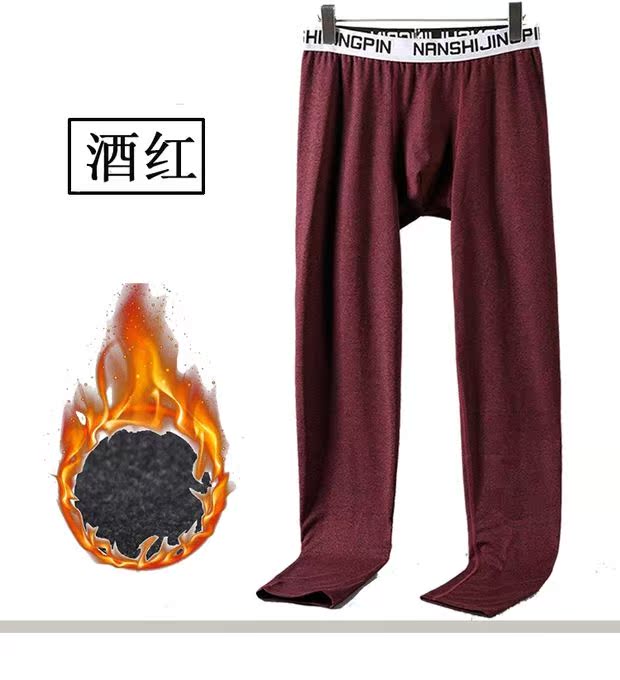 2 chiếc quần ấm áp nam cộng với nhung dày đơn mảnh quần legging bó sát mùa thu và mùa đông quần cotton bó sát quan tat nam nu