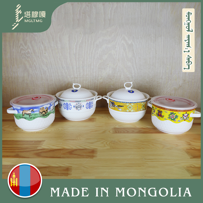 Mongolian soup bowl features ceramic with canned canned tea canned canned bowl bowl bowl and grassland gift Mongolian tableware soup pot