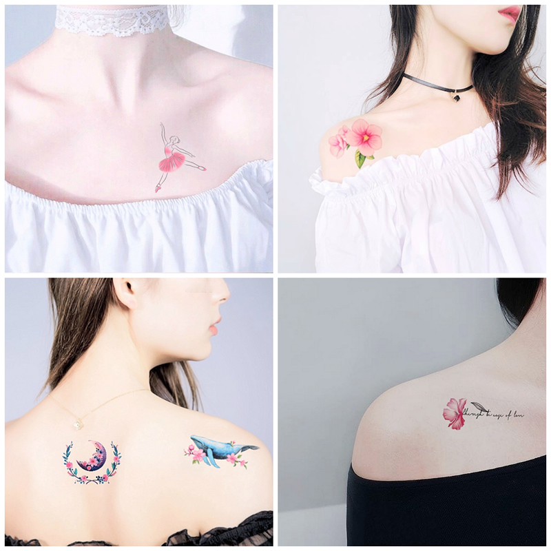 50 sheets of Korean ins wind tattoo stickers waterproof men and women long-lasting simulation English couple pattern sexy chest tattoo