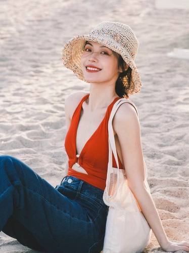 Ретро сексуальный красный пляжный купальник, V-образный вырез, с открытой спиной, по фигуре