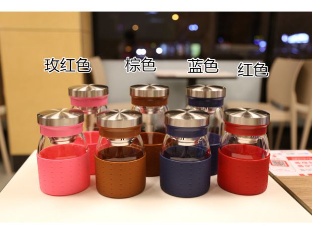 Đơn giản cầm tay chai nước thủy tinh kinh doanh cốc thủy tinh với bộ lọc tách trà chịu nhiệt bao tay cốc văn phòng cao cấp - Tách bình thuỷ giữ nhiệt