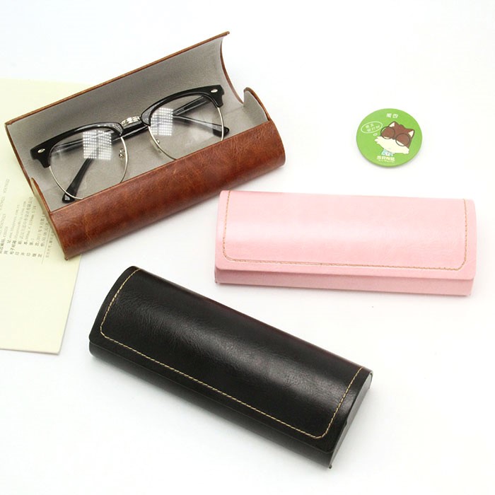 包邮 近视眼镜盒男女韩国创意小清新眼镜收纳盒黑色简约送眼镜布