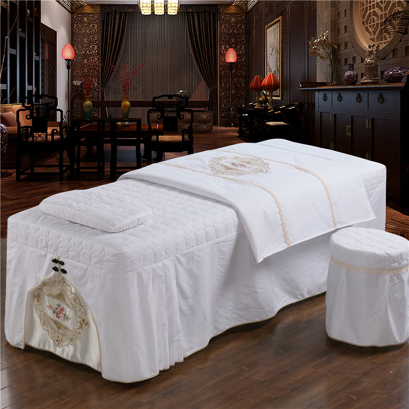 Châu Âu cao cấp bông denim salon bedspread vẻ đẹp vẻ đẹp dành riêng màu bedspread liệu pháp xoa bóp massage rắn đơn giản - Trang bị tấm khăn trải giường spa