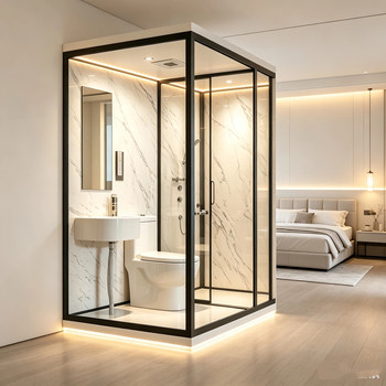 Square sliding door integrated bathroom dry and wet separation