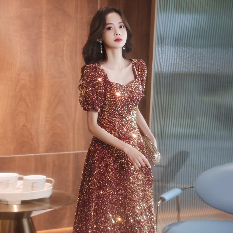 Evening Dress for Women 2026 New Style Banquet High-End Elegant Bride Toast Dress Wedding Burgundy Long Style with Temperament