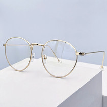 New glasses female myopia mirror with degree gold frame male flat light 0 degree radiation protection eye ins retro trend