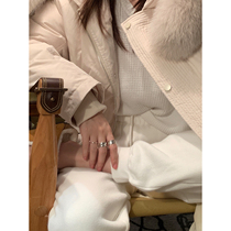 deepv vcruan Niche personality minimalist aperture glossy opening adjustable joint ring 925 silver