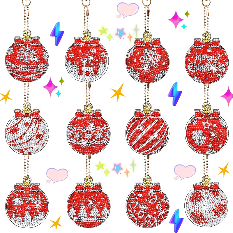 New 12-Piece Diamond Painting Keychain Set, Handmade Educational Toy, Diamond Painting Keychain, Christmas Pendant Keychain New 12-Piece Diamond Painting Keychain Set, Handmade Educational Toy, Diamond Painting Keychain, Christmas Pendant Keychain