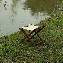 Youqingtang new Chinese style golden teak outdoor barbecue camping foldable stool solid wood horse stall portable