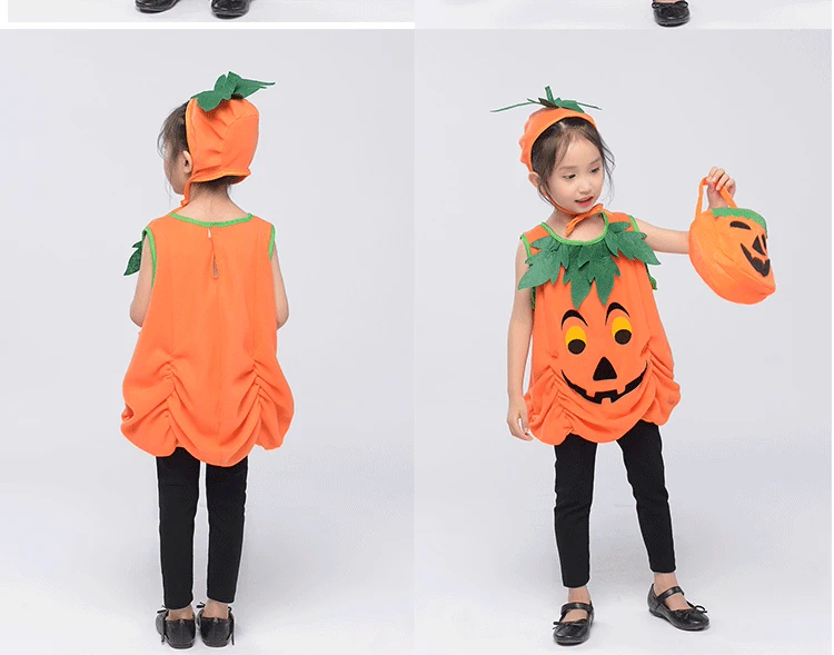 Halloween quần áo trẻ em gái cosplay trang phục phù thủy bí ngô áo choàng ảo thuật gia áo choàng biểu diễn đầm trẻ em cao cấp