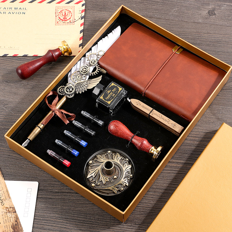 Mechanical Feather Pen 11 Piece Set Whitea birthday present female give girl friend girl student confidante schoolboy teacher practical originality customized diy Graduation season gift