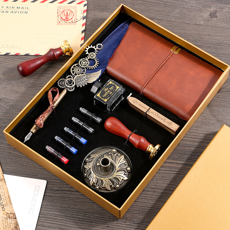 11 Sets Of Mechanical Feather Pensa birthday present female give girl friend girl student confidante schoolboy teacher practical originality customized diy Graduation season gift