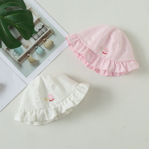 Baby hat spring and autumn girls 0 thin 3 baby hat 6-12 months summer sunshade girl children fishermans hat