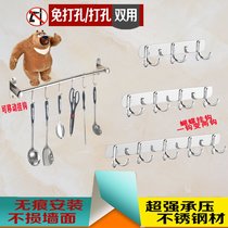 Kitchen suction cup hook Strong non-perforated viscose row hook Wall door guard living room wall hang stainless steel coat hook