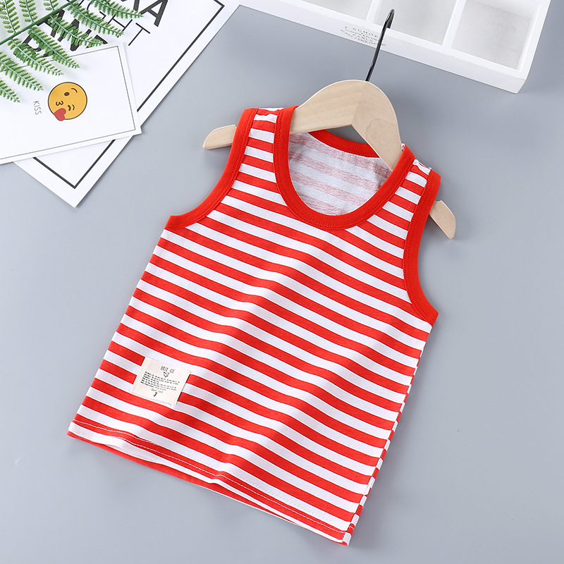 mùa hè bông vest trẻ em phim hoạt hình cho trẻ em không tay áo khoác đơn mảnh nam và nữ trẻ em mỏng của sling ra.