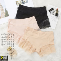 Japanese two-in-one safety pants lace edge anti-light can be worn outside the girls three-point bottoming threaded short underwear female