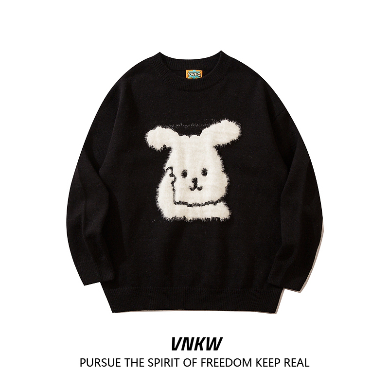 Autumn and Winter Trendy Brand Plush Rabbit Embroidered Knitwear for Men and Women, Loose and Lazy Style, Versatile Couple Sweaters, Student Tops Autumn and Winter Trendy Brand Plush Rabbit Embroidered Knitwear for Men and Women, Loose and Lazy Style, Versatile Couple Sweaters, Student Tops