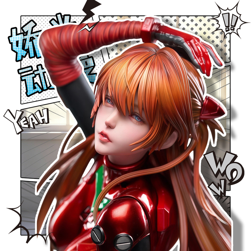 [Real Shot] Clear Face Extra Large Sitting Posture Tomorrow Figure Shangxiang Evangelion Beautiful Girl Pilot Suit Gk Trendy Toy
