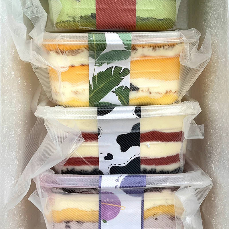 Soy Milk Box Cake Popular Thousand Layer Mousse Dessert Snack Wood Bran Cup Cream Tiramisu Cake Box