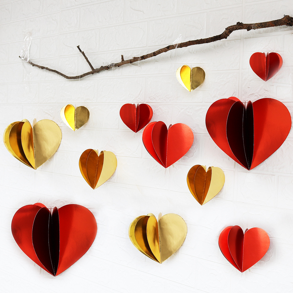 Paper love pendant 3D three-dimensional heart-shaped ornaments wedding layout window ornaments shopping mall party birthday celebration decoration