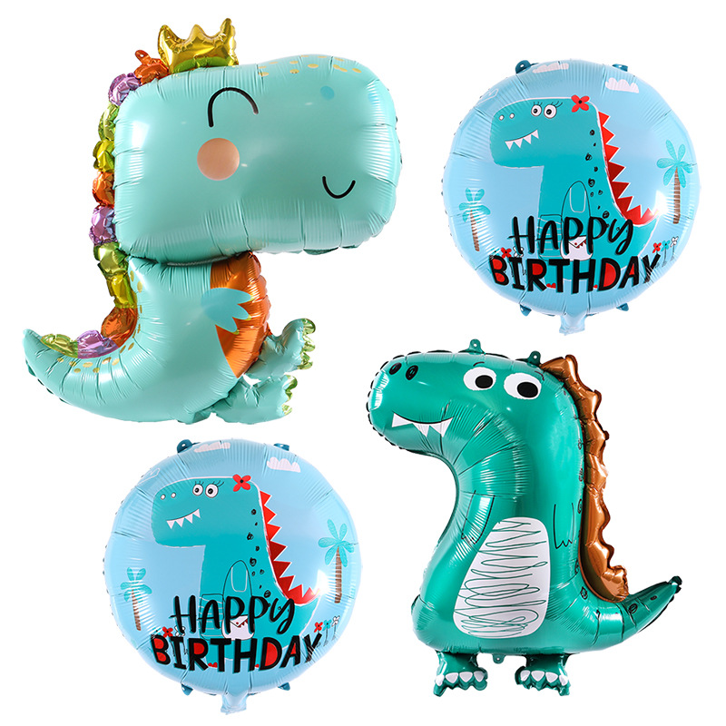 New Cute Dinosaur Aluminum Film Balloons Children Dinosaur Themed Green Forest Birthday Party Decorate Cartoon Aluminum Foil Balls