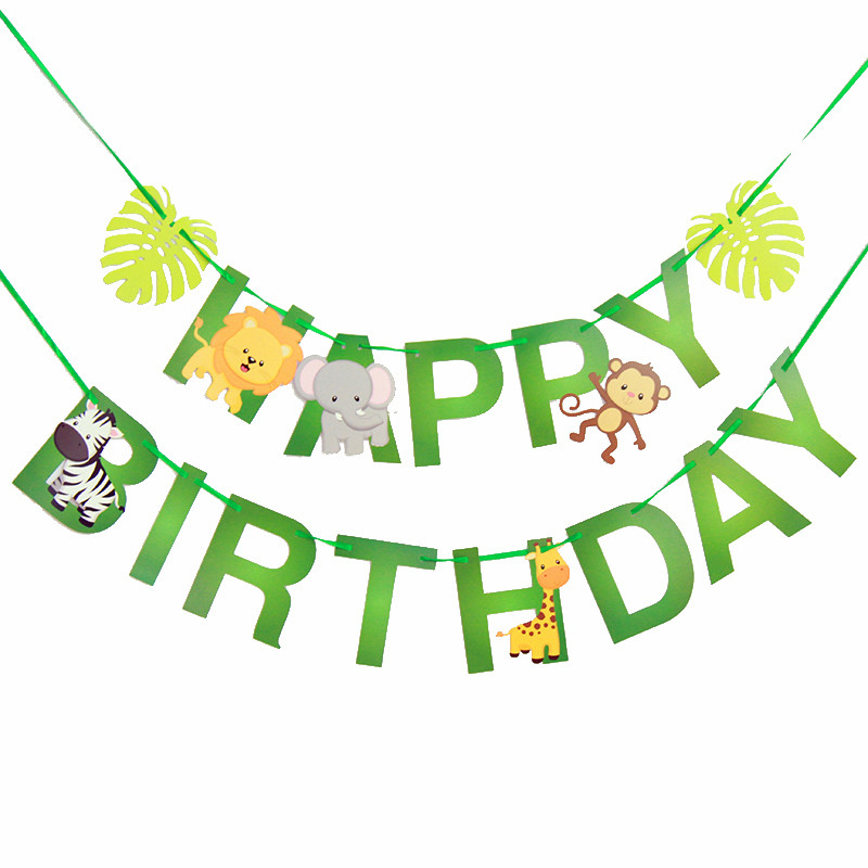 Cartoon pull flag kindergarten school season forest animals birthday letters jungle classroom ring creative layout creative interior